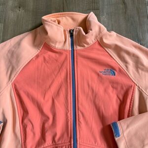 North Face Softshell Jacket Women Large Peach Full Zip Coat Shellrock